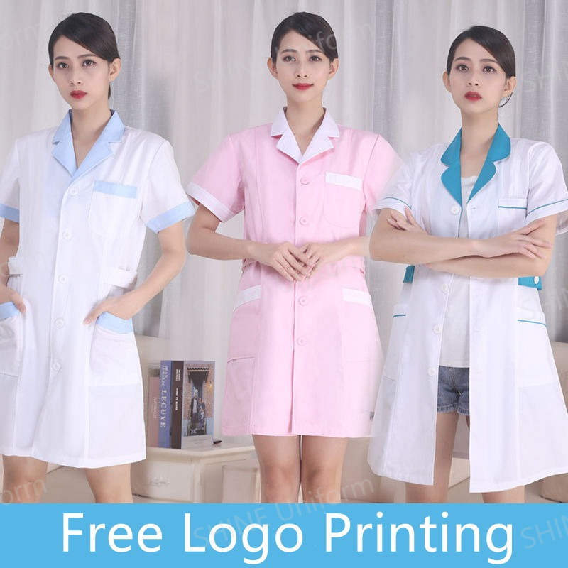 흰색 간호사 유니폼 반팔 의료용 스크럽 상의 실험복 의 - Medical Lab Logo 리뷰 및 가격