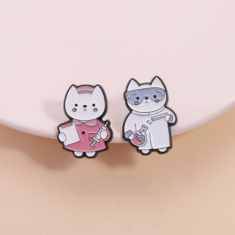 2개 귀여운 만화 의료용 고양이 에나멜 브로치 창의적인 - Medical Lab Gifts 리뷰 및 가격
