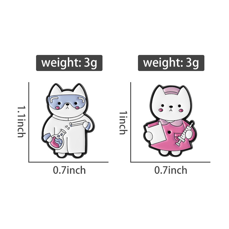 2개 귀여운 만화 의료용 고양이 에나멜 브로치 창의적인 - Medical Lab Gifts 리뷰 및 가격