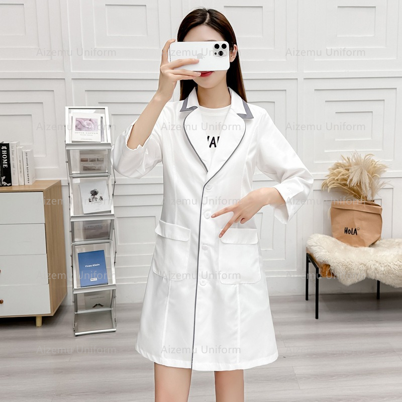 미용사 가운 여성 살롱 실험실 코트 간호사 유니폼 의료 - Medical Lab Logo 리뷰 및 가격