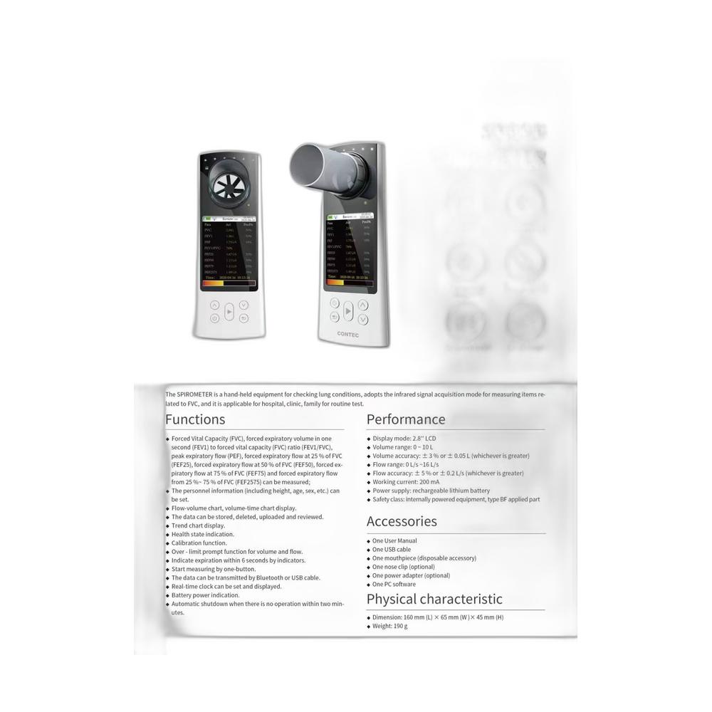 디지털 폐활량 측정기 SP80B, 2.8인치 컬러 화면 - Spirometer Lung Function 리뷰 및 가격