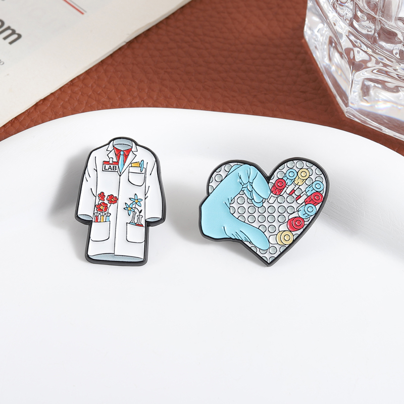 의학 혈액학 시험관 에나멜 핀 의료용 꽃무늬 실험복 흰 - Medical Lab Logo 리뷰 및 가격