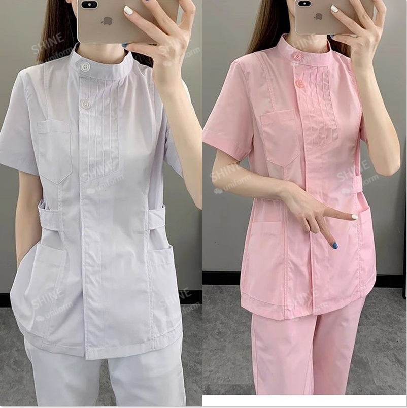 핑크 간호사 유니폼 반팔 의료복 상의 실험복 의사 유니 - Medical Lab Logo 리뷰 및 가격