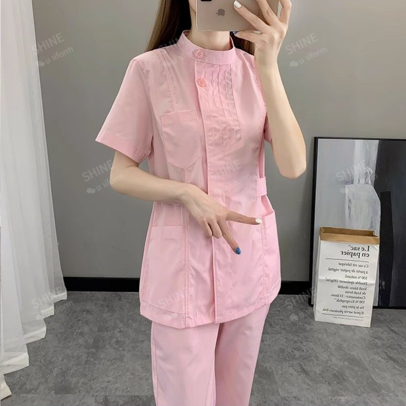 핑크 간호사 유니폼 반팔 의료복 상의 실험복 의사 유니 - Medical Lab Logo 리뷰 및 가격