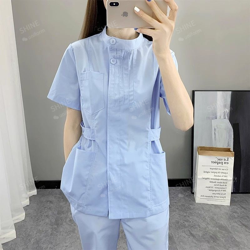 핑크 간호사 유니폼 반팔 의료복 상의 실험복 의사 유니 - Medical Lab Logo 리뷰 및 가격