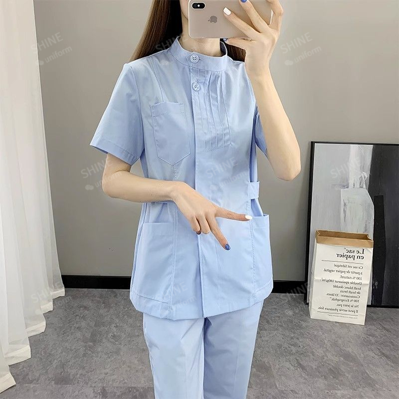 핑크 간호사 유니폼 반팔 의료복 상의 실험복 의사 유니 - Medical Lab Logo 리뷰 및 가격